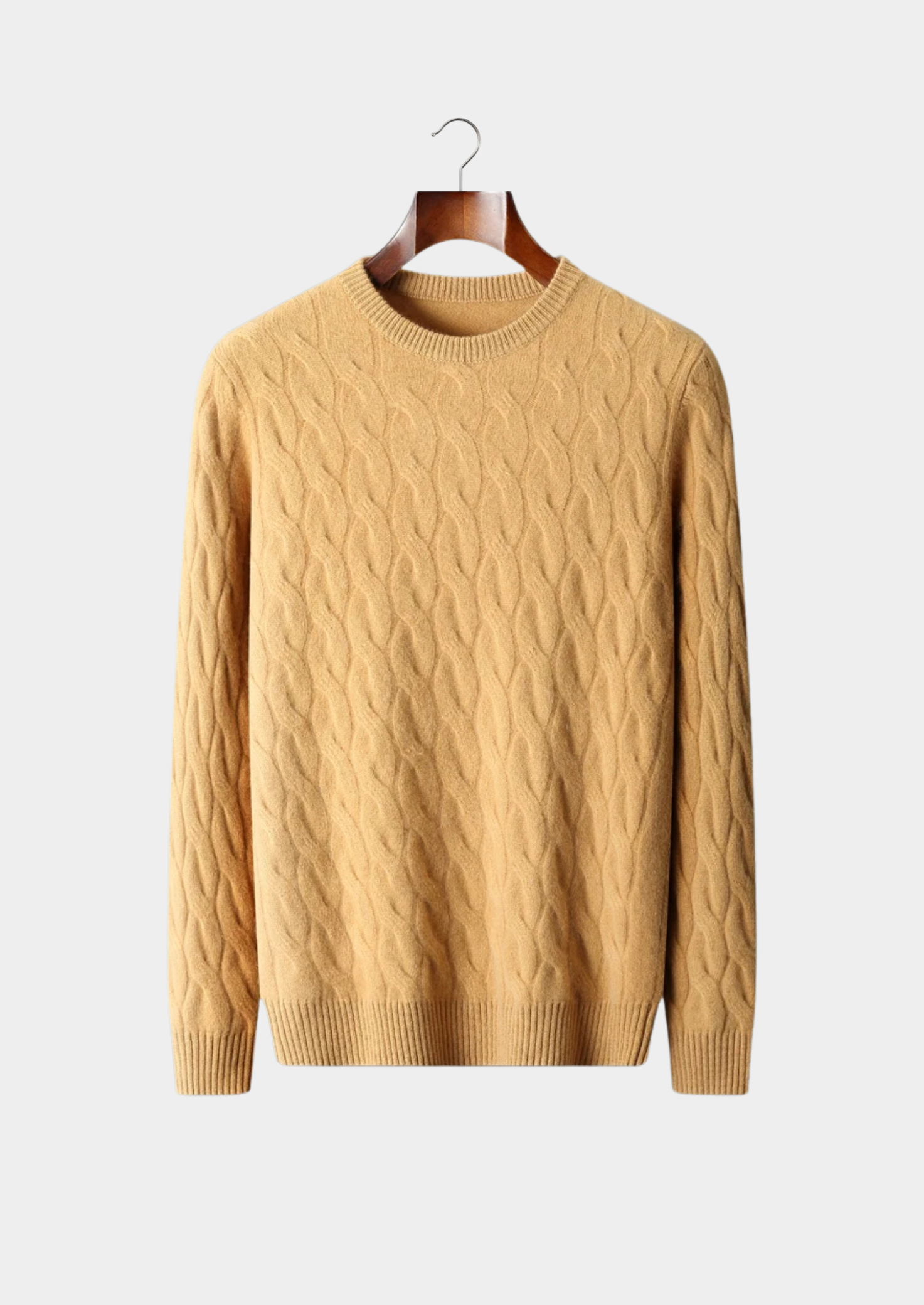 PREMIUM CASHMERE CABLE CREWNECK