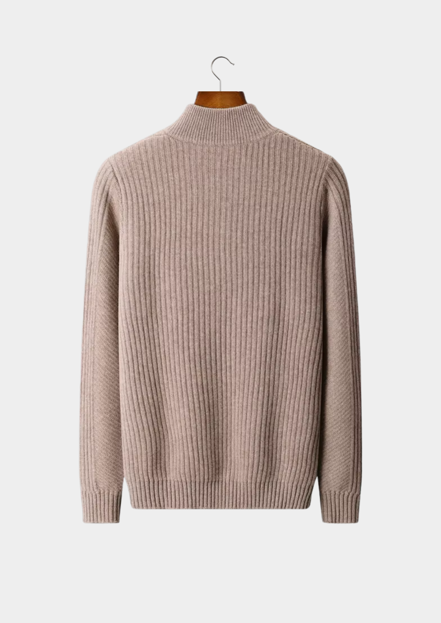 PURE EXTRA-FINE MERINO WOOL RIBBED HENLEY SWEATER