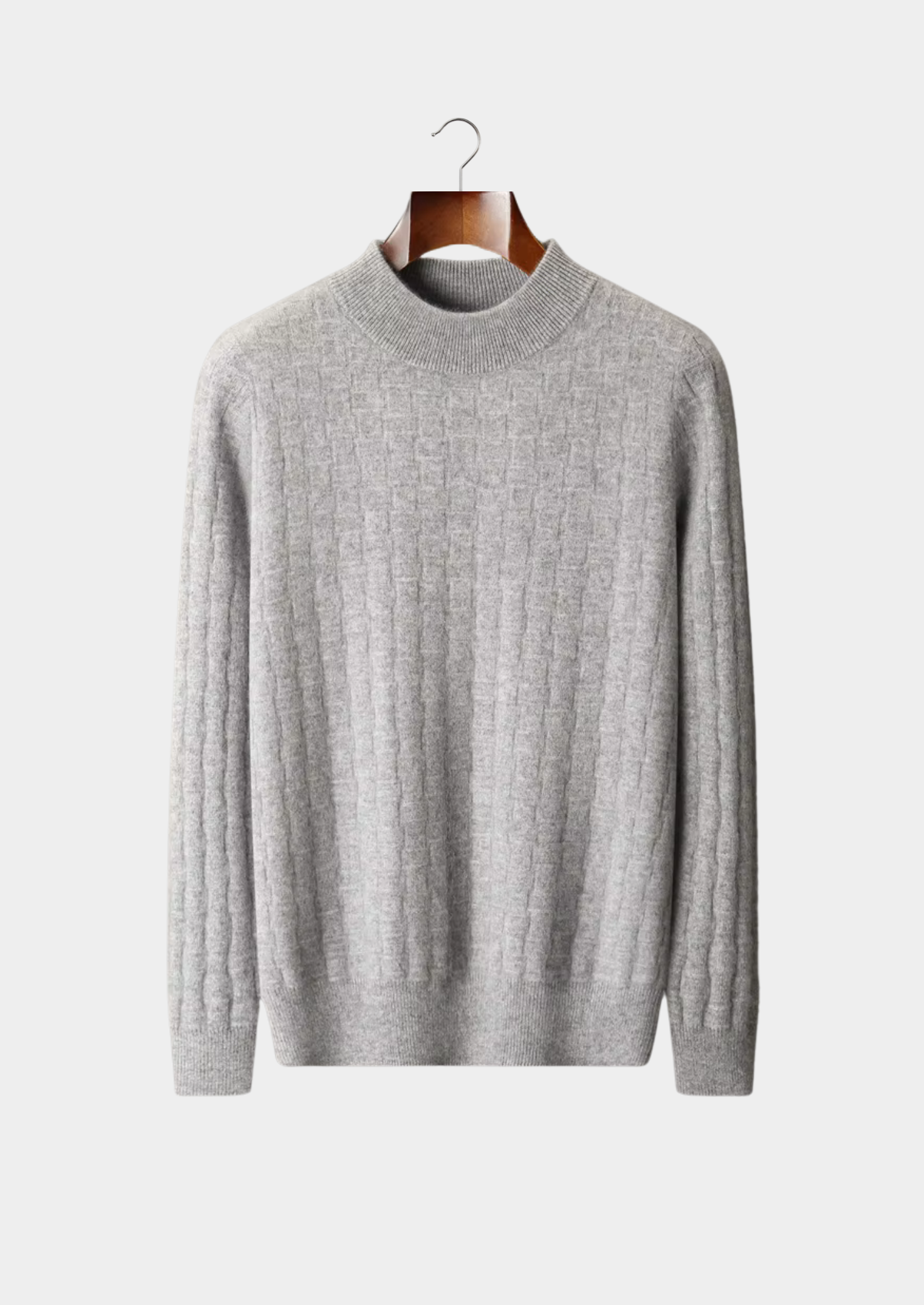 PURE EXTRA-FINE MERINO WOOL TEXTURED MOCKNECK