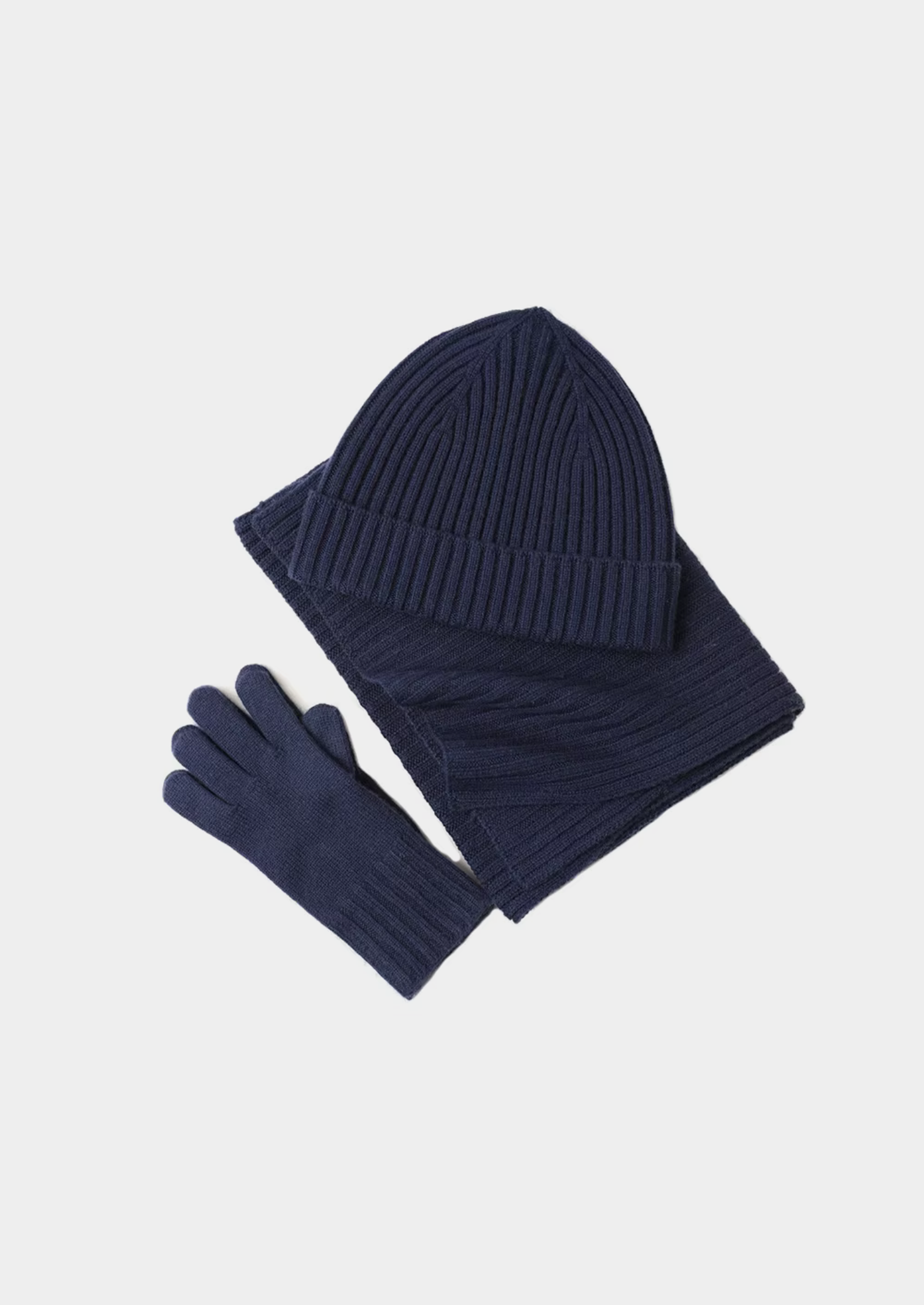 PURE EXTRA-FINE MERINO WOOL WINTERTIME ESSENTIALS - NAVY BLUE