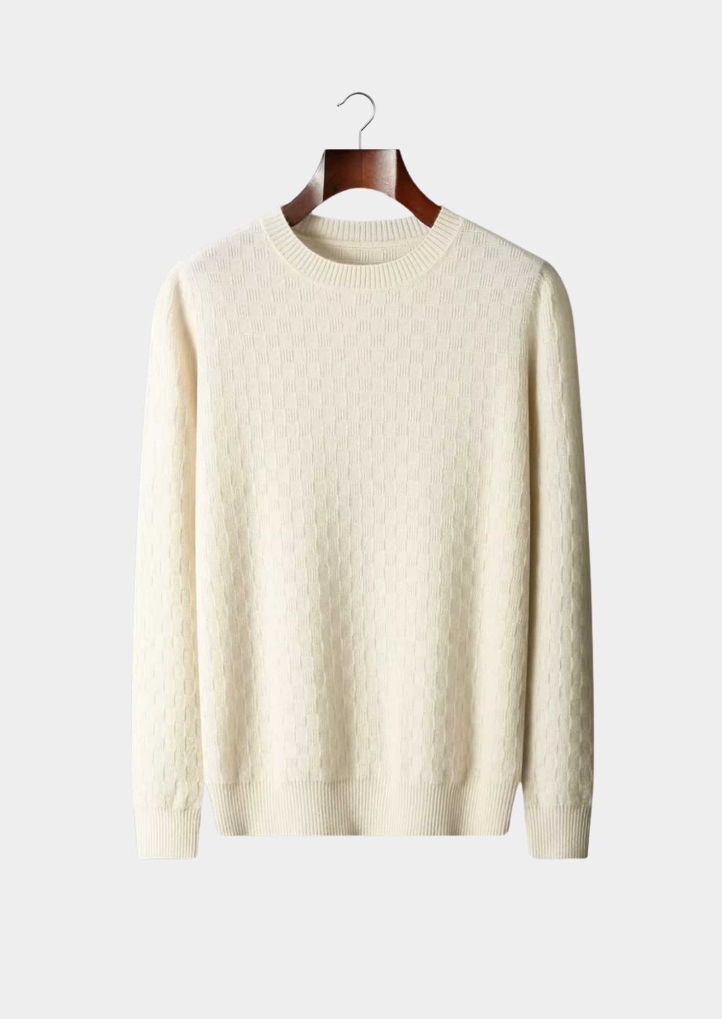 PURE EXTRA-FINE MERINO WOOL TEXTURED CREWNECK