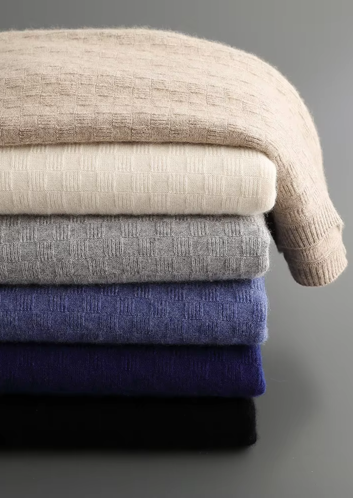 PURE EXTRA-FINE MERINO WOOL TEXTURED CREWNECK