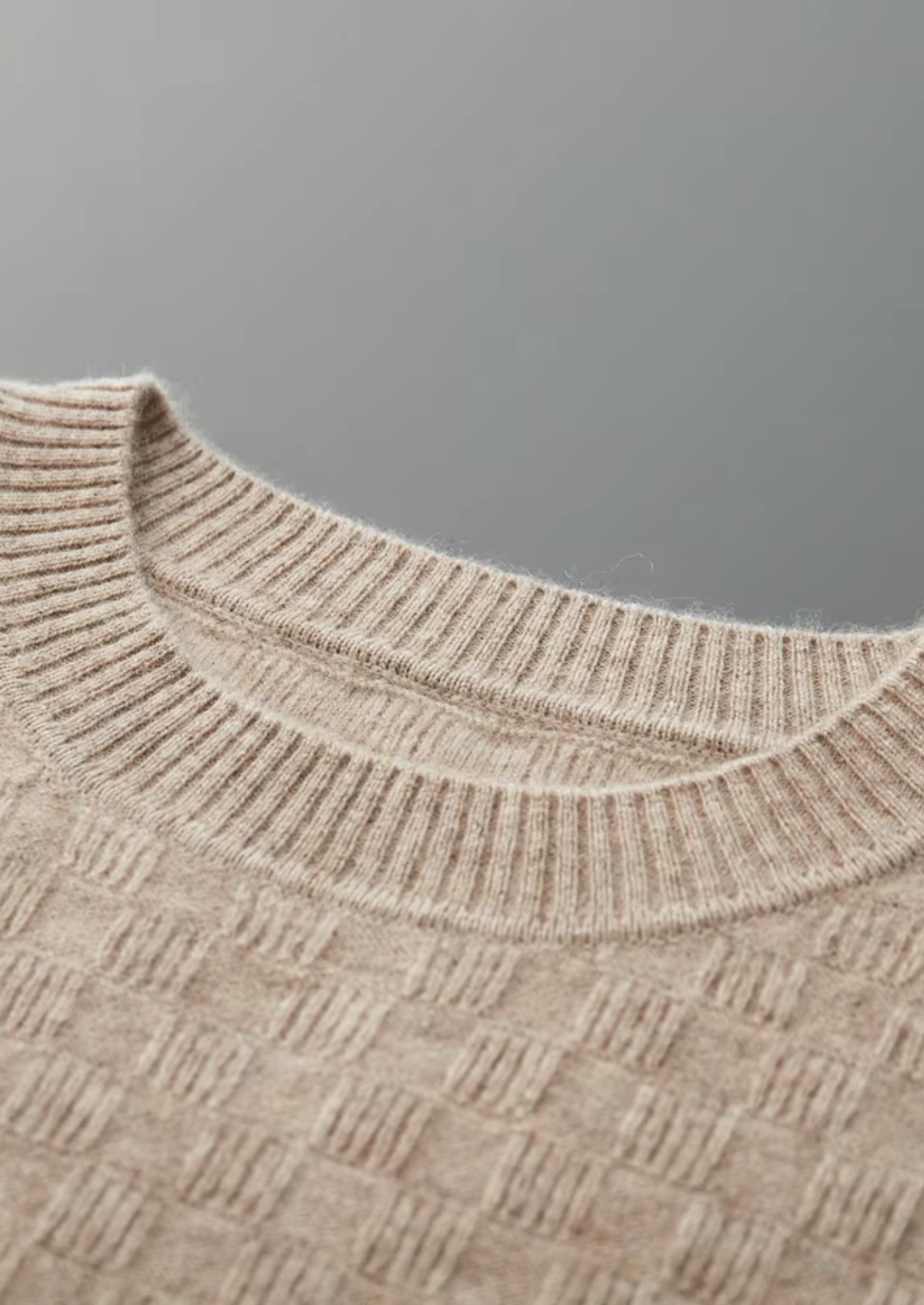 PURE EXTRA-FINE MERINO WOOL TEXTURED CREWNECK