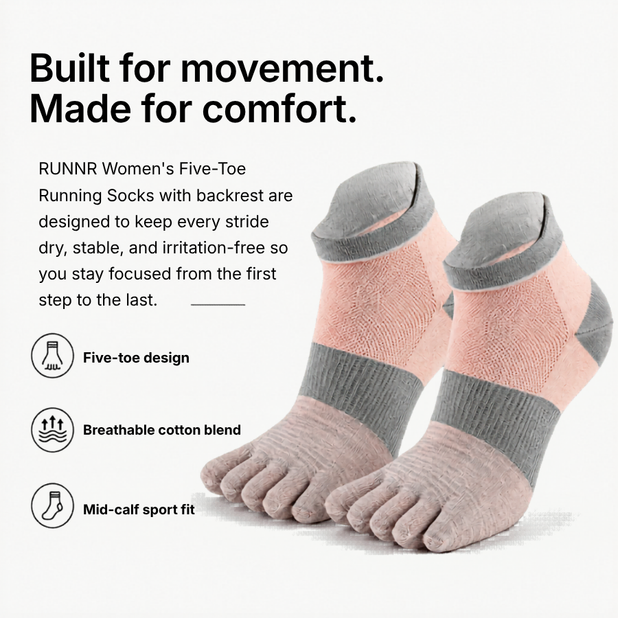 RUNNR Women's Five-Toe Running Socks