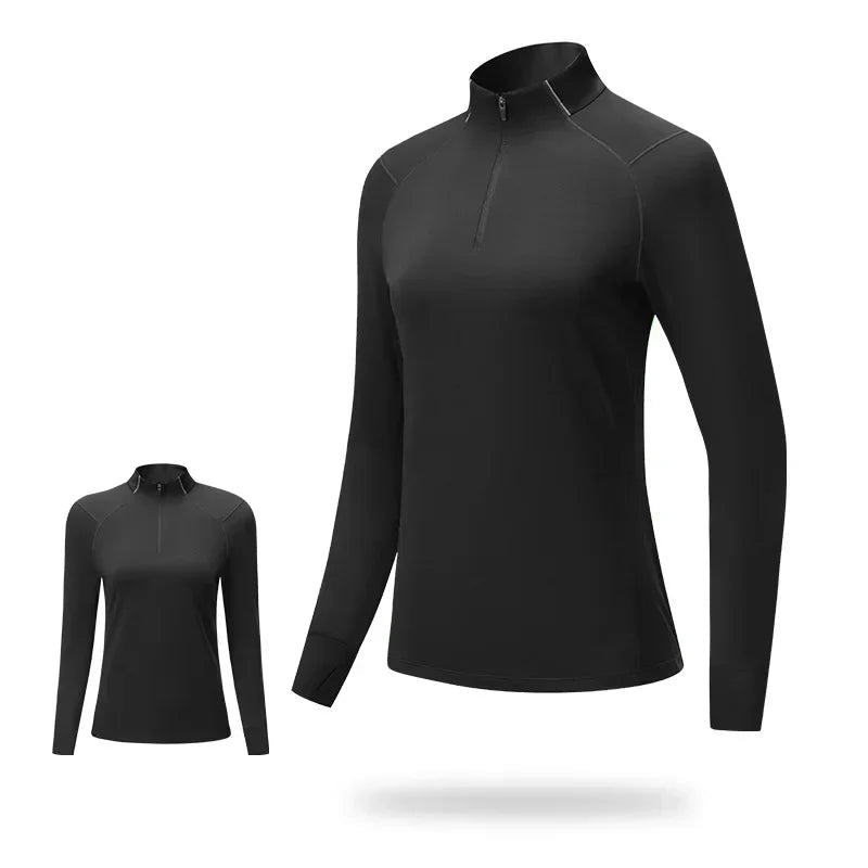 RUNNR Quarter-Zip Long Sleeve Women— Breathable, Quick-Dry & Watch-Ready