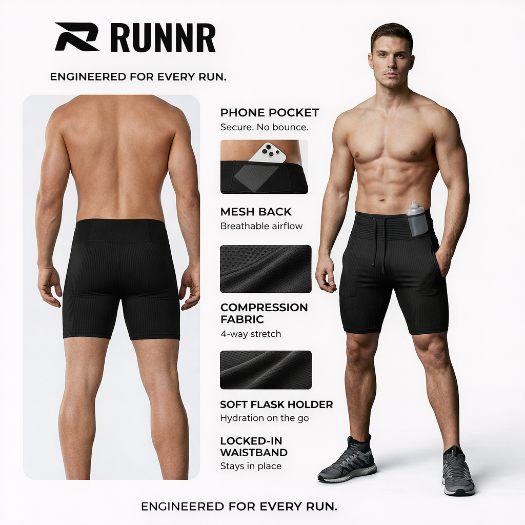 RUNNR™ Compression Double-Deck Shorts – Elite Fit for Running & Training