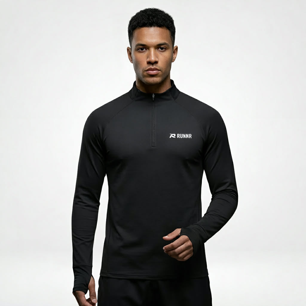 RUNNR Quarter-Zip Long Sleeve — Breathable, Quick-Dry & Watch-Ready