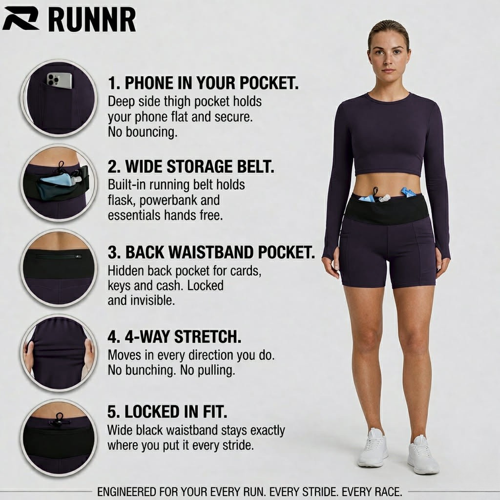 High-Rise Running Tights with Built-In Belt