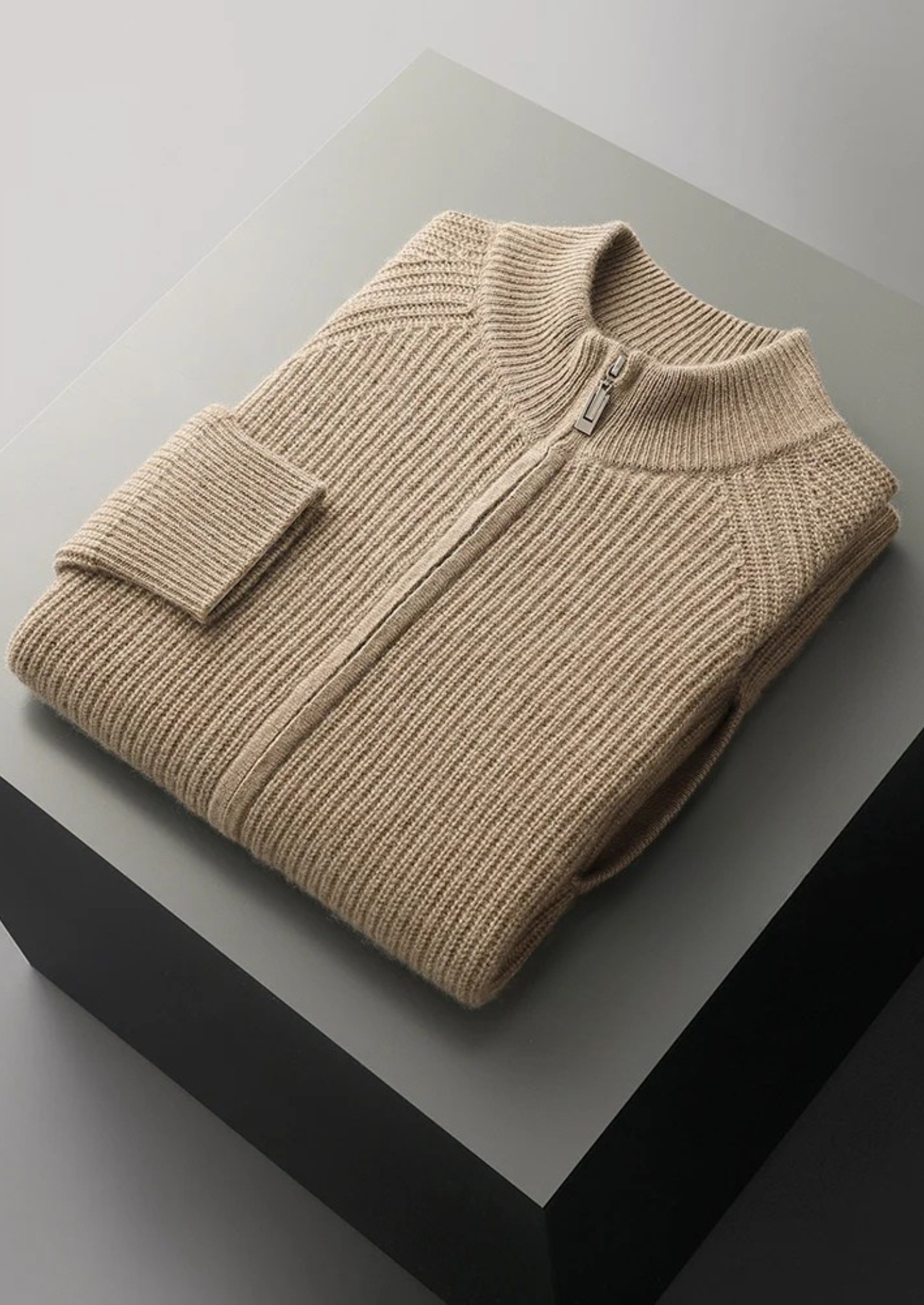 PREMIUM CASHMERE RIBBED CARDIGAN