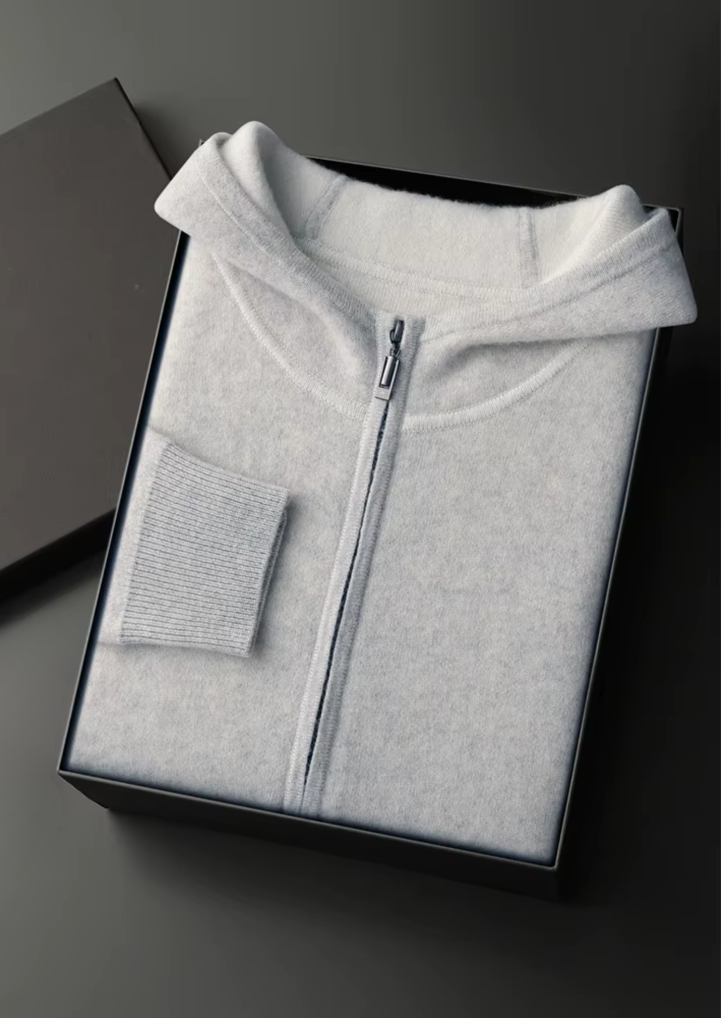 PREMIUM CASHMERE TWO TONE ZIPPER HOODIE