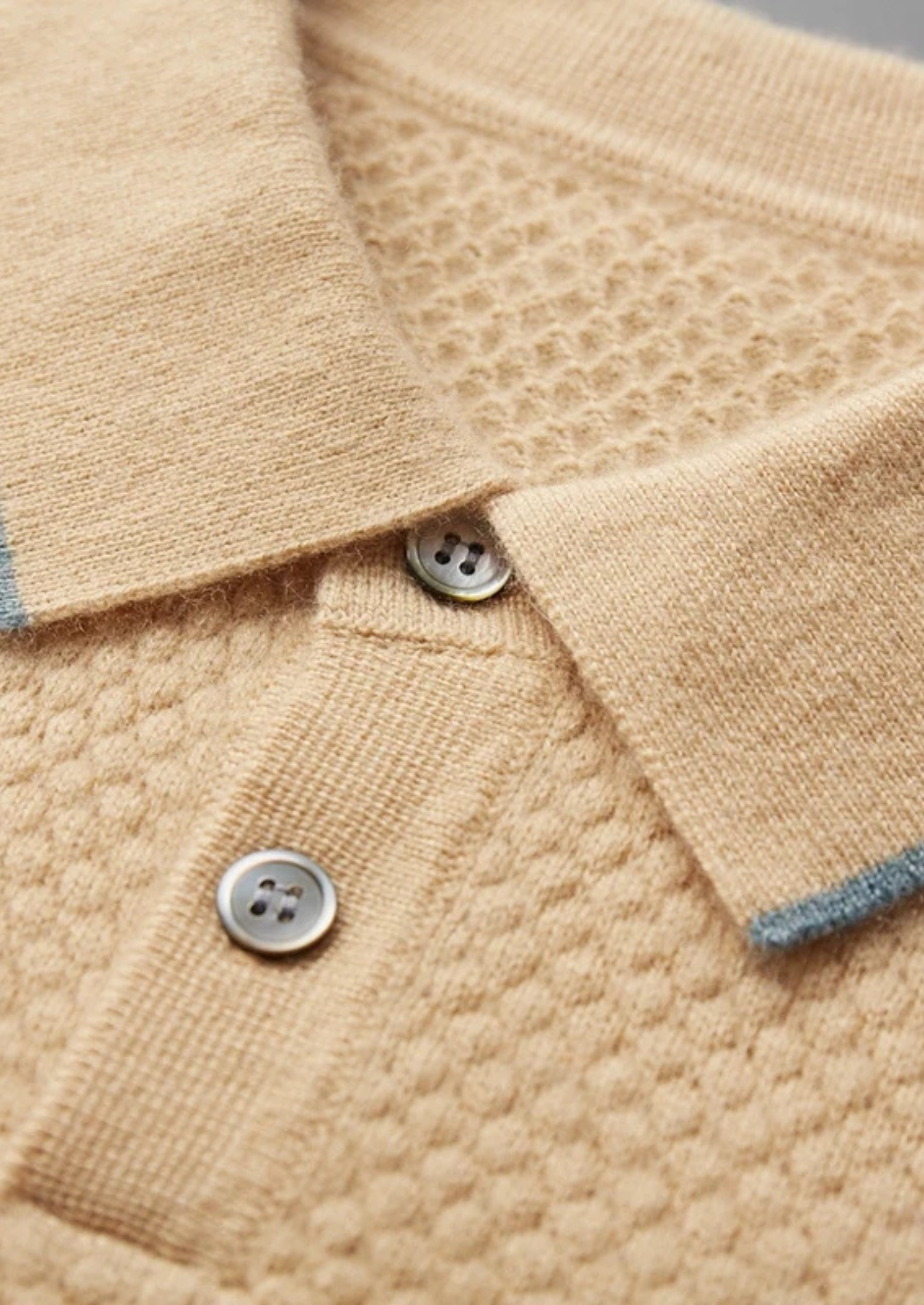 PREMIUM CASHMERE TWO-TONE POLO