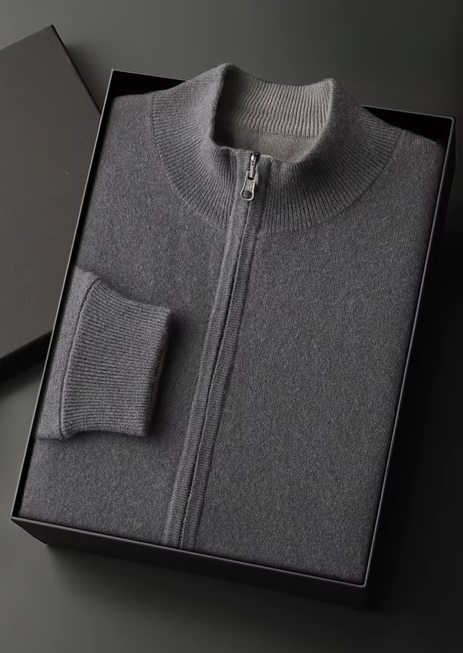 PURE EXTRA-FINE MERINO WOOL ZIP CARDIGAN