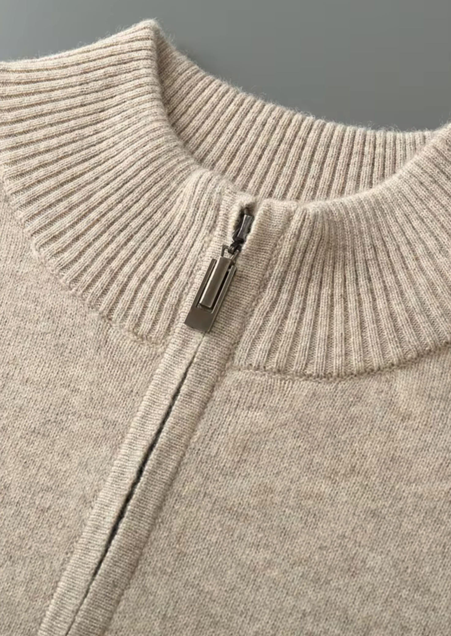 PURE EXTRA-FINE MERINO WOOL HALF ZIP SWEATER