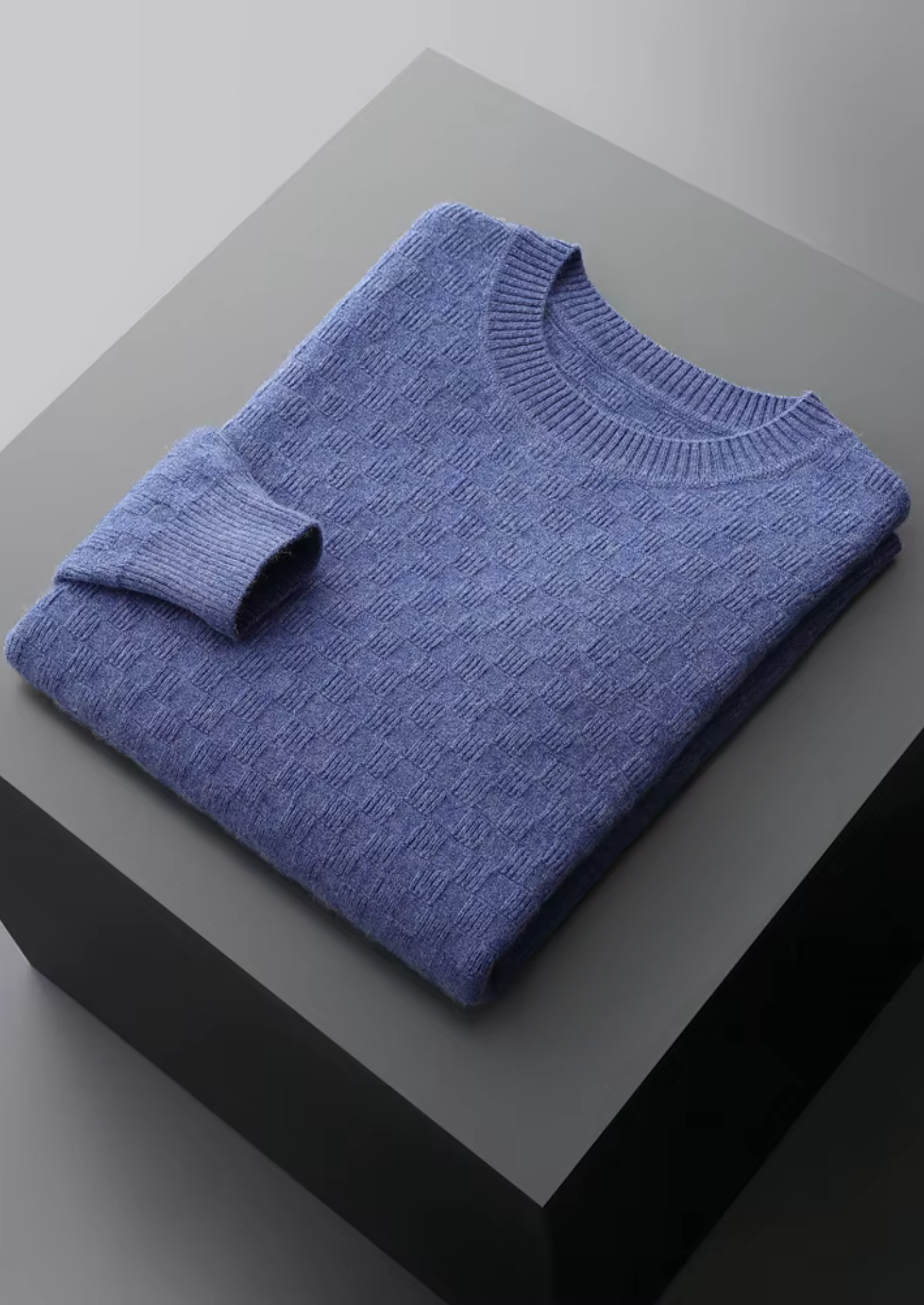 PURE EXTRA-FINE MERINO WOOL TEXTURED CREWNECK