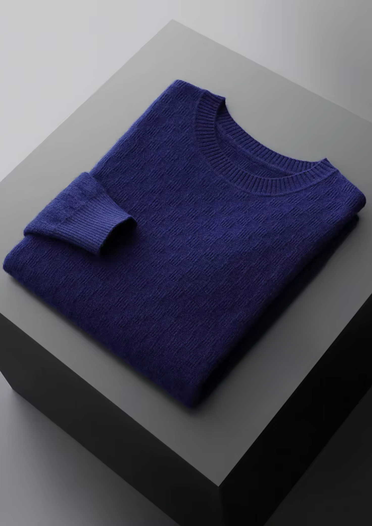PURE EXTRA-FINE MERINO WOOL TEXTURED CREWNECK