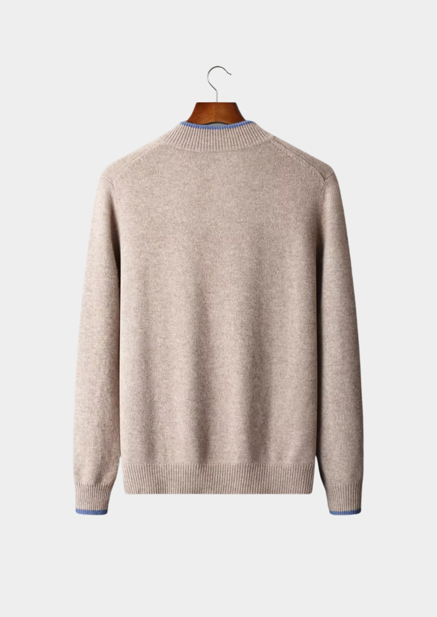 PURE EXTRA-FINE MERINO WOOL TWO-TONE ZIP CARDIGAN