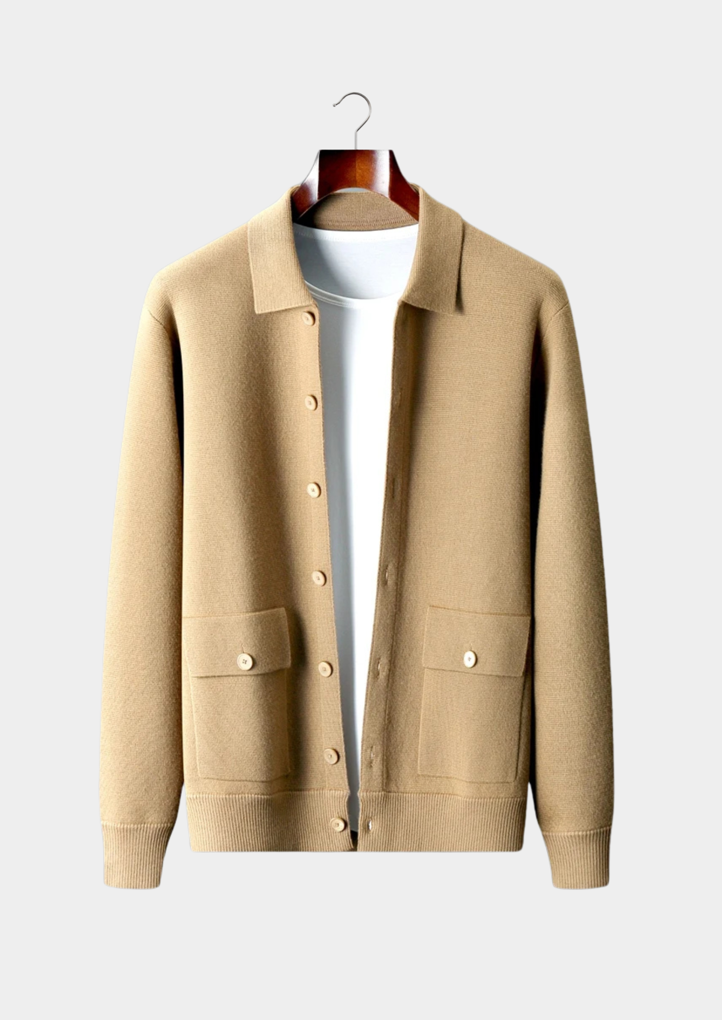 PURE EXTRA-FINE MERINO WOOL BUTTON OVERSHIRT